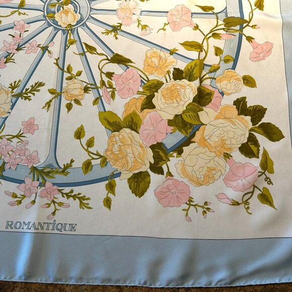 Vintage Hermes Romantique Silk Scarf by Maurice Tranchant Blue and Pink - Picture 4 of 15